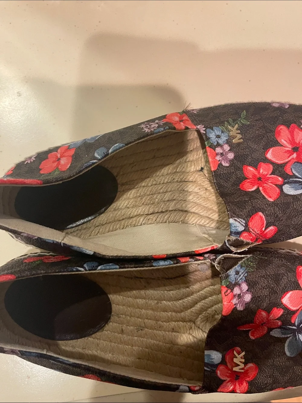 Michael Kors Black Floral Espadrille Slip-Ons